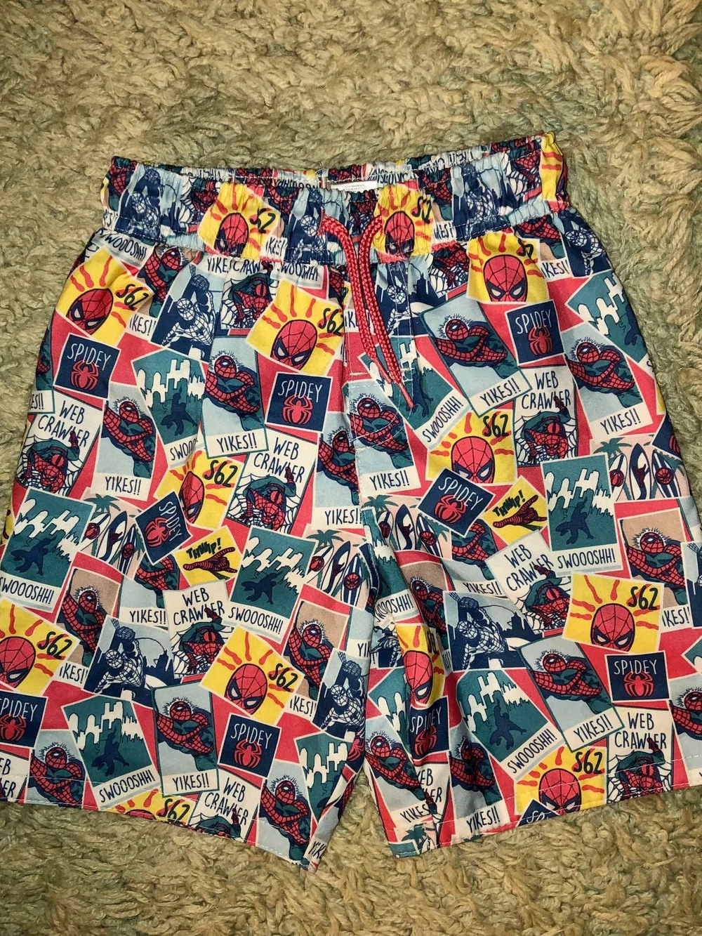 Marvel Spider-Man Comic Panel Men's Swim Shorts - Red, Blue, Yellow